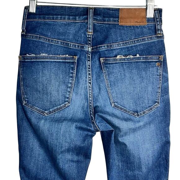 Madewell 10” High Rise Skinny Jeans Button Fly Distressed Blue Denim Size 25 - Picture 4 of 8
